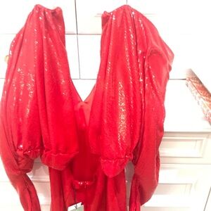 Red beaded mini dress